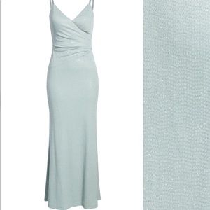 eliza j surplice trumpet gown